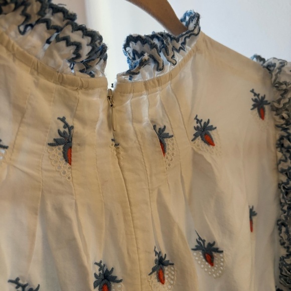 Sea New York Cream Renee Embroidered Strawberry Dress L 100% Cotton - Picture 7 of 8